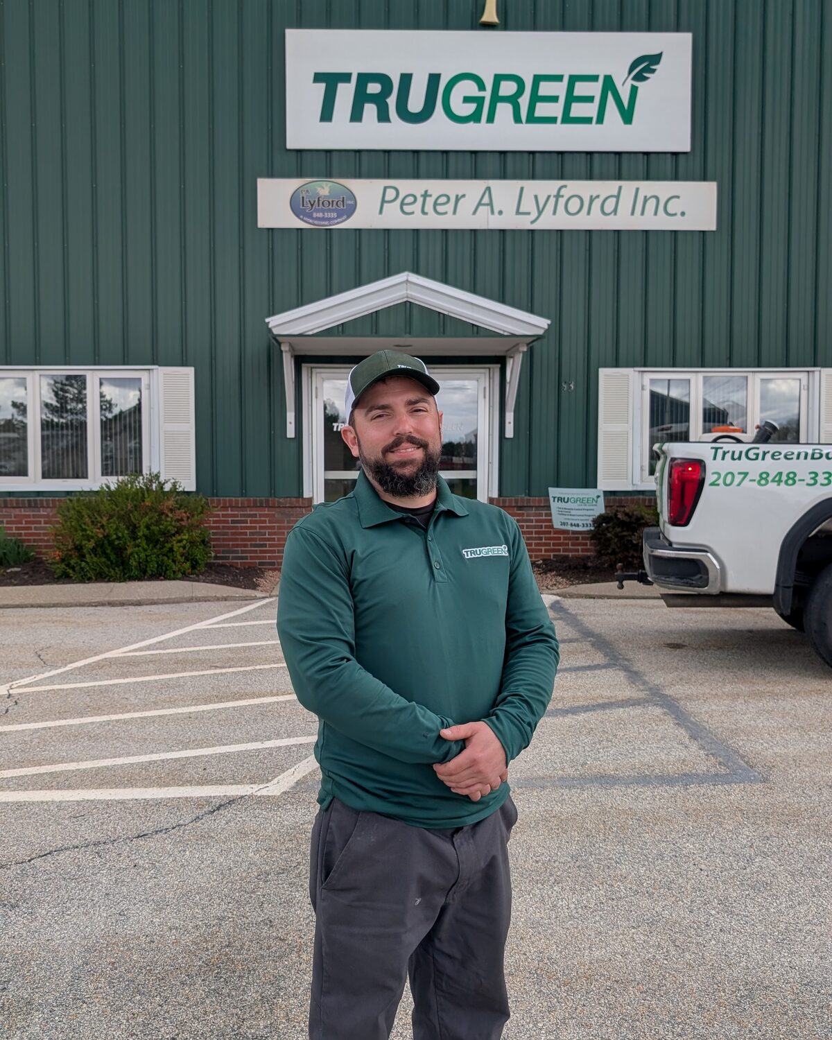 TruGreen Bangor specialist on a property analysis visit