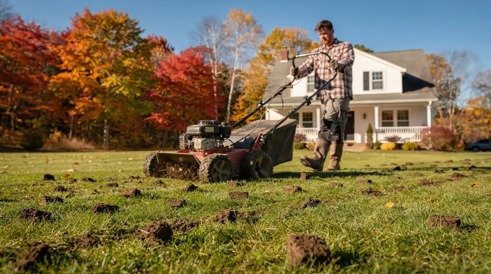 Fall is the ideal season for core aeration in Maine, allowing roots to strengthen before