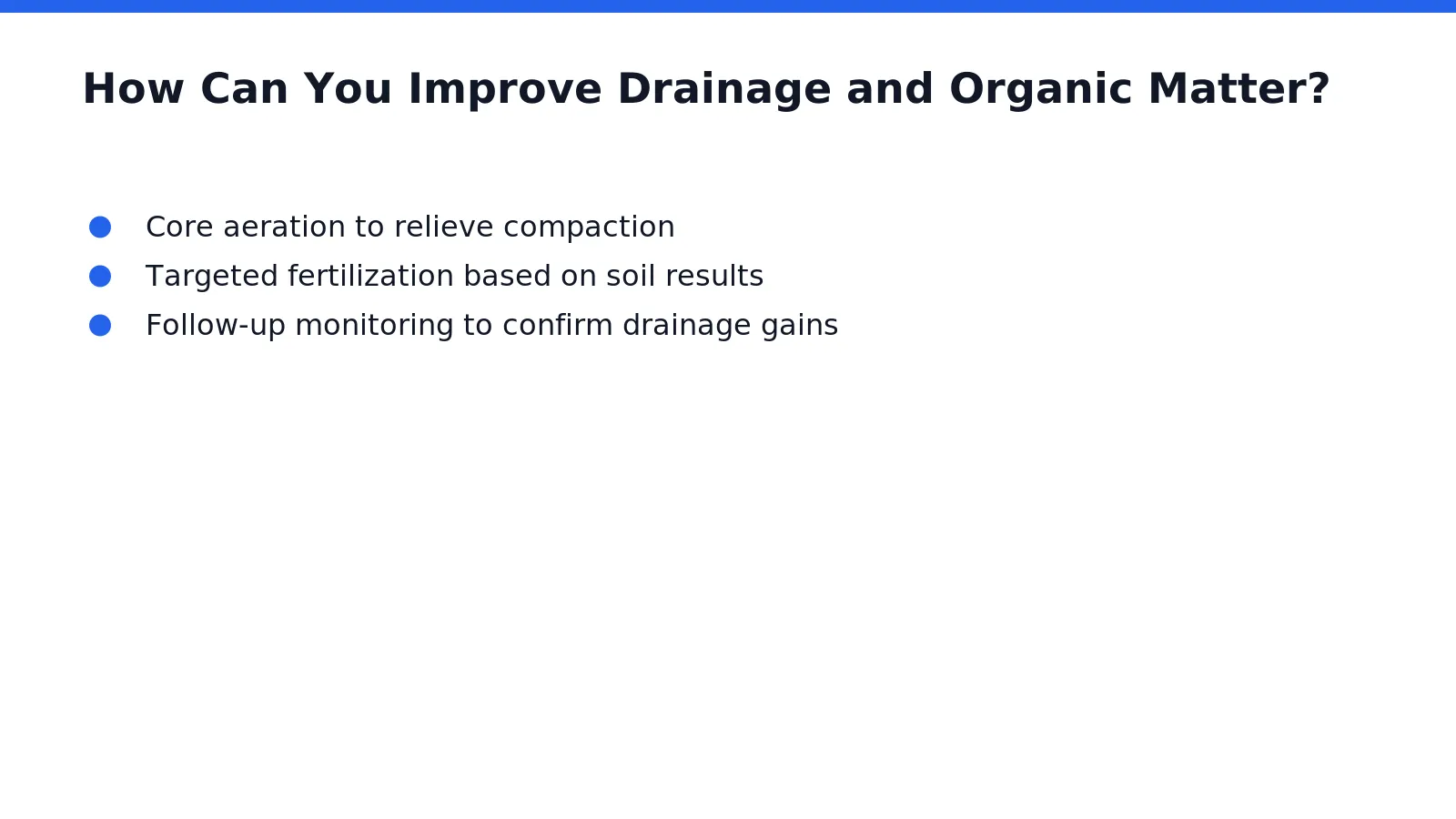 Better drainage starts underground, where compacted soil blocks water and starves roots of oxygen. Central